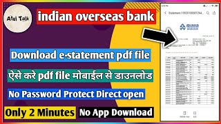 indian overseas bank account statement download download mini statement iob bank [upl. by Carole]