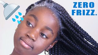 HOW TO WASH BOX BRAIDS WITHOUT FRIZZ [upl. by Nelsen]