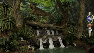 Jurassic Dilophosaurus Waterfall Diorama  Realistic Jungle Waterfall Scenery [upl. by Raimes330]