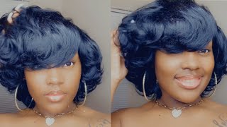 NO LEAVE OUT Silk Press QUICK WEAVE Tutorial on Natural Hair Quick Weave Bob [upl. by Vic]