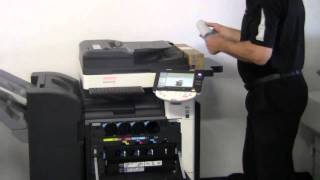 How to Replace Toner Cartridges in bizhub C220C280C360 [upl. by Jessa861]