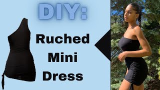 DIY Ruched Mini Dress [upl. by Nanahs703]