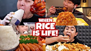 How Different Mukbangers EAT RICE 🍚🙀🤤 [upl. by Aikrehs]