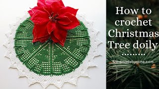 How to crochet Christmas Tree doily 🎄 [upl. by Kassia354]