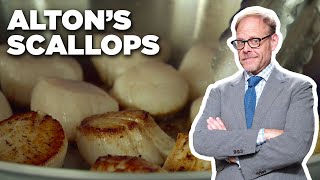 How to Perfectly Sear Scallops with Alton Brown  Good Eats  Food Network [upl. by Aliuqa820]