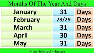 Months Name In English  Months and Days [upl. by Koziel951]