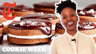 Hot Chocolate Marshmallow Sandwich Cookies With Yewande  NYT Cooking [upl. by Acinahs]