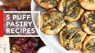 5 Puff Pastry Recipes  Quick amp Easy Appetizers [upl. by Naimed795]