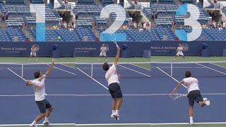 Federer 1st Serve Rear View  Master Class [upl. by Aitret]