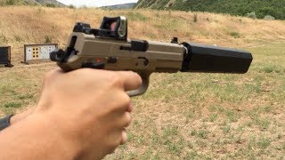 FN FNP 45 Tactical Silencerco Osprey Suppressor Trijicon RMR Wet vs Dry Suppressor Test [upl. by Signe]