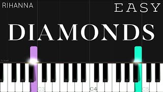 Rihanna  Diamonds  EASY Piano Tutorial [upl. by Tzong]