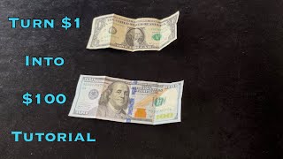 Turn 1 into 100  Magic Money Trick Dollar Manipulation Tutorial  100 Subscribers Special [upl. by Lien]