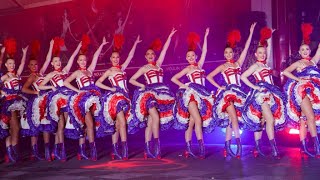 Moulin Rouge cancan dancers celebrate French cabarets 130th birthday [upl. by Enerahs587]