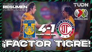 Resumen y goles  Tigres 14 Toluca  CL2023  4tos  TUDN [upl. by Enilec]