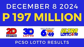 Lotto Result Today 9pm December 8 2024 PCSO [upl. by Sissel]