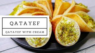 Qatayef with Cream Recipe  Qatayef  Atayef Arabic Dessert  Middle Eastern Sweet Dish [upl. by Yila876]