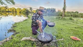 Así Pescamos Con El Rio Desbordado Con Arpón Y Cocinamos Nuestra Pesca [upl. by Atalayah]