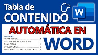 🛑 Cómo crear Tabla de CONTENIDO AUTOMÁTICA🏹 en Word 2022 muy Fácil [upl. by Christabelle245]