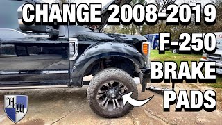 F250 67L SUPER DUTY FRONT BRAKE PAD REPLACEMENT IN 2 MINUTES [upl. by Ainolopa]