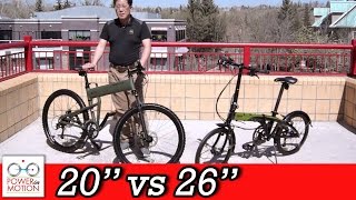 Comparison of 26quot vs 20quot inch Folding Bikes  Calgary  Tern  Montague  Dahon  Brompton  Alberta [upl. by Anyrb]