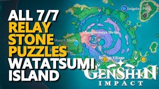 All Watatsumi Island Relay Stone Puzzles Genshin Impact [upl. by Chatav]