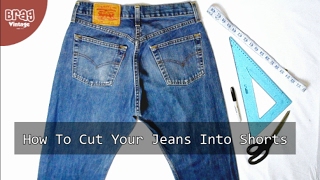 5 Steps How To Cut Mens Jeans Into Shorts [upl. by Stanwood]