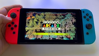 Capcom Arcade Stadium  testing games  Nintendo Switch handheld gameplay [upl. by Uda]