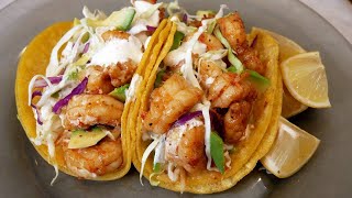 Baja Shrimp Tacos with Homemade Baja Sauce  EASY amp Delicious [upl. by Laenaj464]