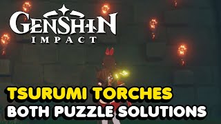 How To Solve The Torch Puzzles In Genshin Impact Tsurumi Island [upl. by Bryner]