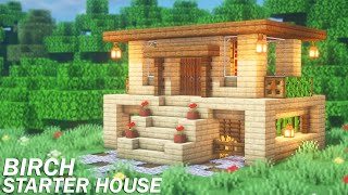 Minecraft Simple Birch Starter House Tutorial  How to Build a Starter House in Minecraft [upl. by Etem122]