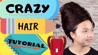 Crazy Hair Day for School Tutorial  BEEHIVE Hairdo [upl. by Ettelrats]