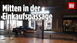 MillionenDiebstahl Räuber brettern mit Auto in Juwelierladen  Leipzig [upl. by Spanjian96]