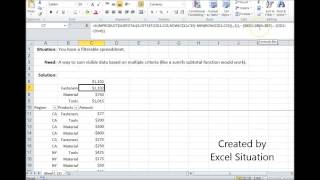 Excel Sumifs visible filtered data [upl. by Clie827]