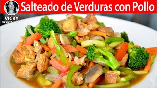 Salteado de Verduras con Pollo  VickyRecetaFacil [upl. by Rhyne]