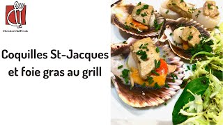 Coquilles SaintJacques et foie gras au grill [upl. by Nylyak558]