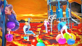 Floor Is Lava Egg Hunt On Playground [upl. by Heloise]