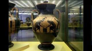 Attic BlackFigure Exekias amphora with Ajax and Achilles playing a game [upl. by Avaria882]