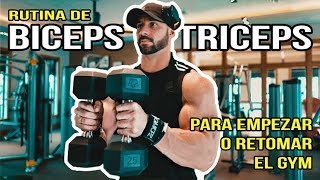 RUTINA DE BICEPS Y TRICEPS PARA EMPEZAR O RETOMAR EL GYM  Gymtopz [upl. by Hungarian]