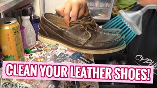 HOW TO CLEAN LEATHER BOAT SHOES AT HOME CHEAP [upl. by Enaled770]