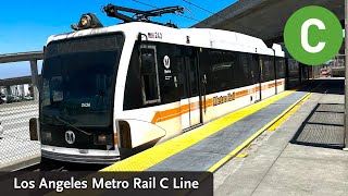 Los Angeles Metro Rail C Line or Green Line Harbor Freeway to Rosa Park Station Siemens P2000 [upl. by Leckie]