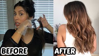 USING A HIGHLIGHTING COMB At Home Balayage Highlights Dark to Light Transformation [upl. by Nanji]