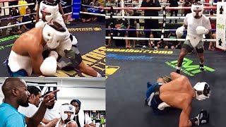 Gervonta Davis KNOCKDOWN a Welterweight Who tried to BULLY Tank in Sparring in Floyd Mayweather Gym [upl. by Osanna]