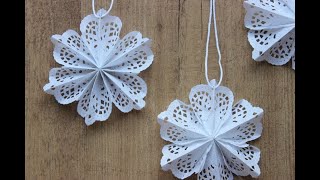 DIY Doily Snowflake Stars Festive Christmas Decor [upl. by Fortuna]