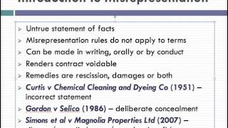 Misrepresentation Lecture 1 of 4 [upl. by Eula]