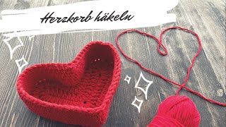 Korb häkeln Herz  crochet basket heart [upl. by Inirt]