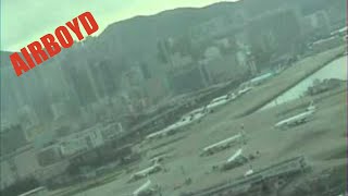 Cockpit View Landing Hong Kong Kai Tak Airport 1998 [upl. by Erlina]