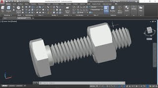 AutoCAD 3D bolt and nut drawing autoCAD training [upl. by Wendt]