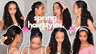 10 EASY HairStyles for Curly Hair  SPRING 2021 ✨ [upl. by Essie]