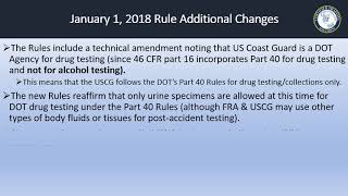 Department of Transportation DOT Drug amp Alcohol Testing Rule Changes Effective Jan 1 2018 [upl. by Voe302]