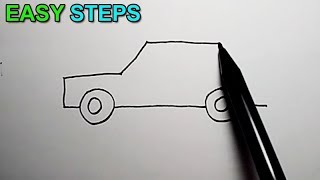 SIMPLEST WAY on How to draw a car  Easy Drawing [upl. by Yelra101]